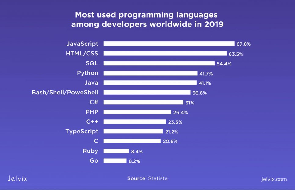 most used languages 2019